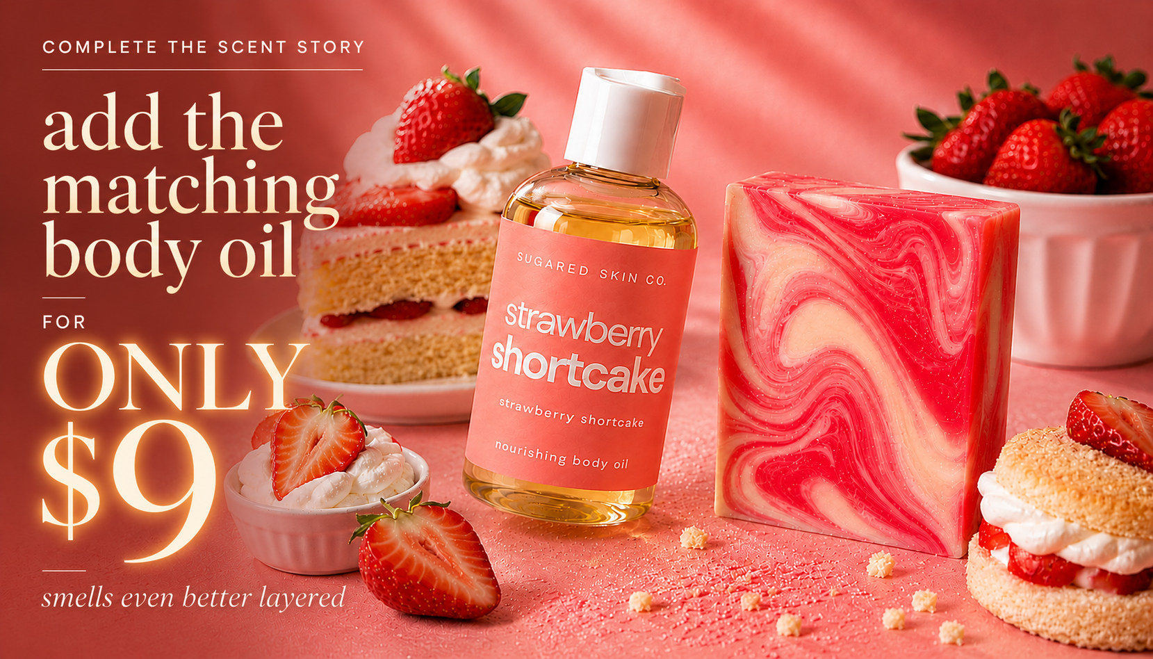 Strawberry Shortcake matching body oil promo